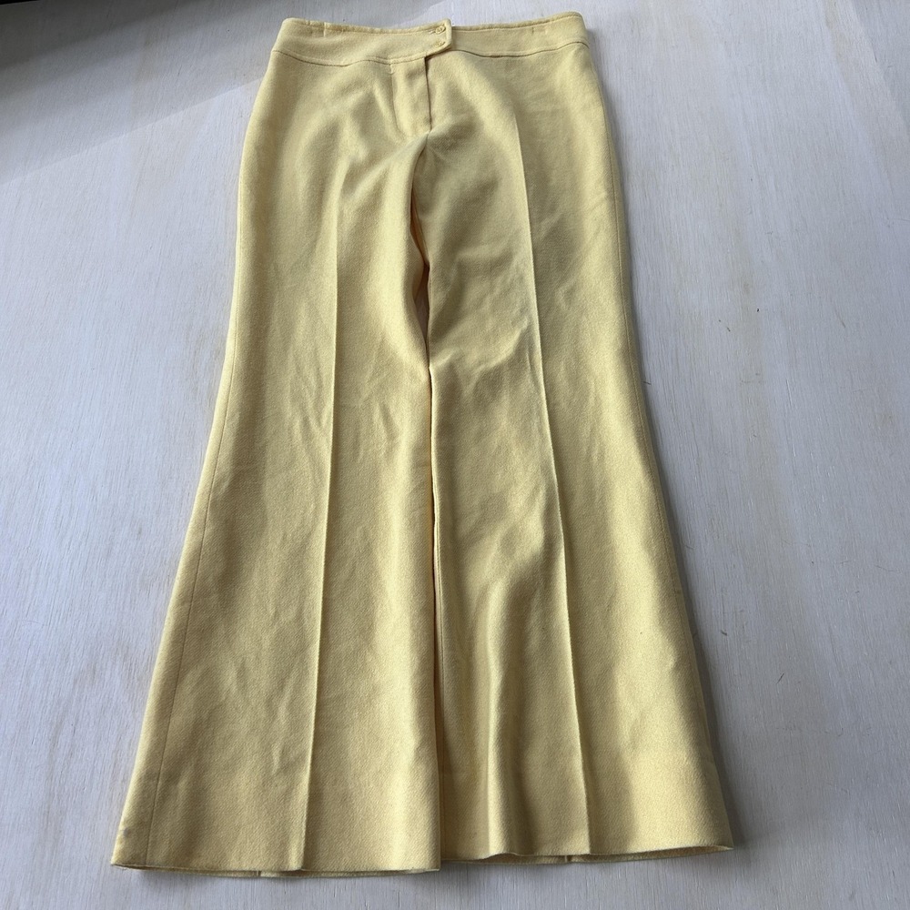 Vintage Bobbie Brooks Dress Pants Womens 9 Yellow Wool Knit Lined Flare USA